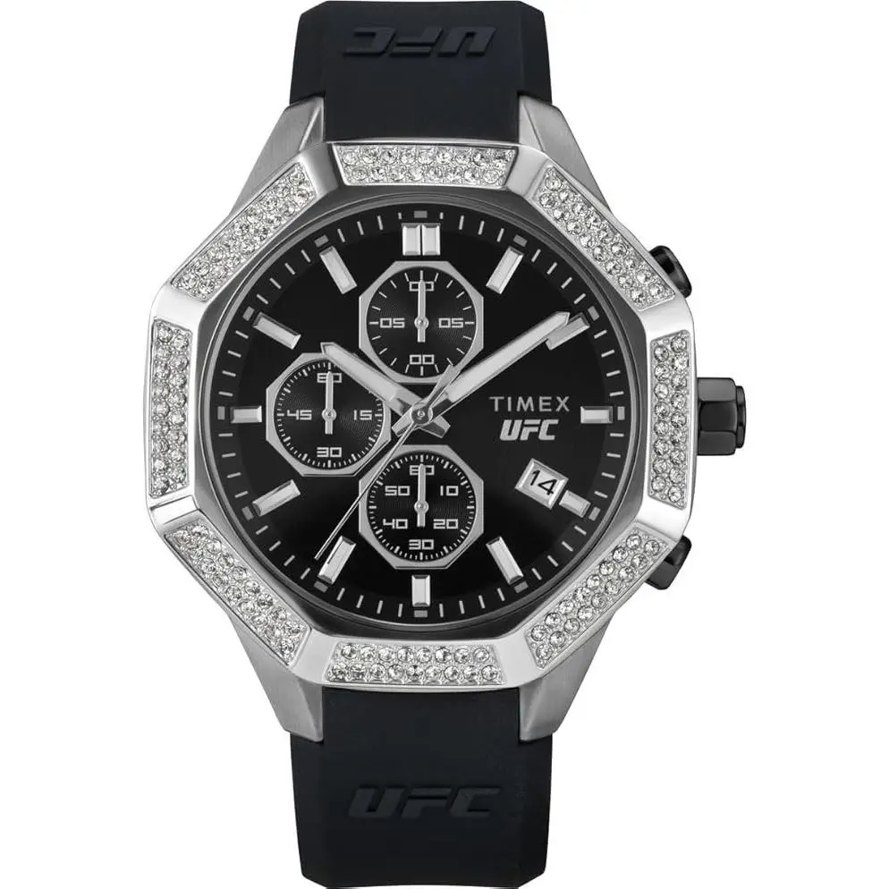 Timex Ufc King Chrongraph Black Silicone Mens Watch TW2V99300