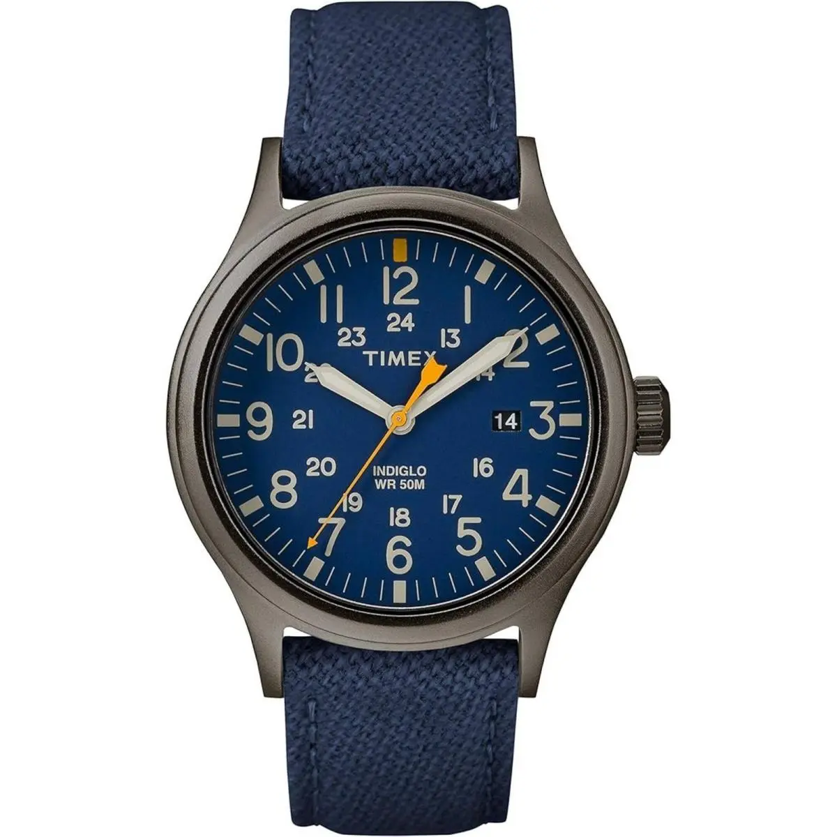 Timex Men`s Watch Allied Quartz Gunmetal Case Blue Fabric Strap Date TW2R46200VQ