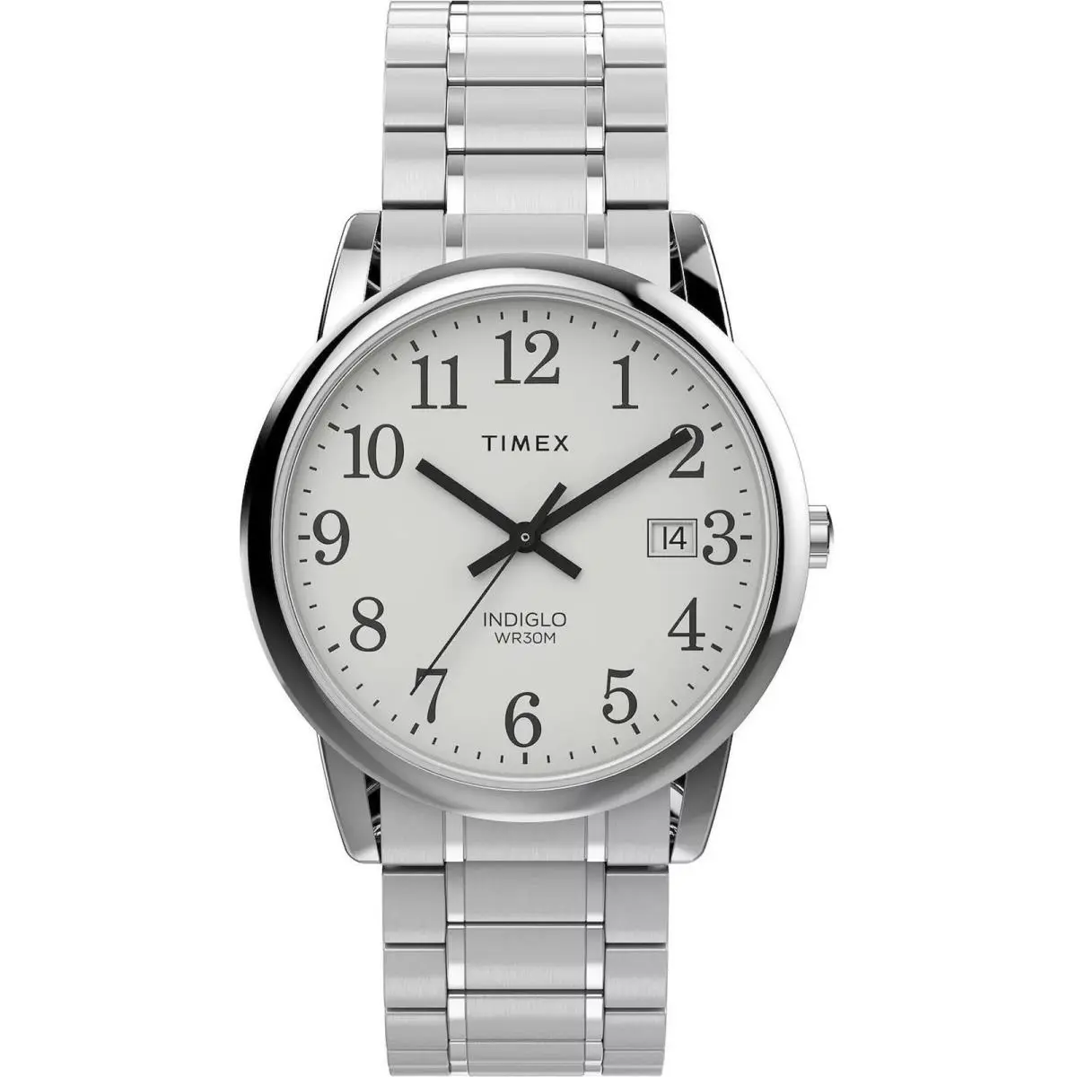 Timex Men`s Watch Easy Reader Quartz Silver Stainless Steel Bracelet TW2W52900JT - Dial: White, Band: Silver
