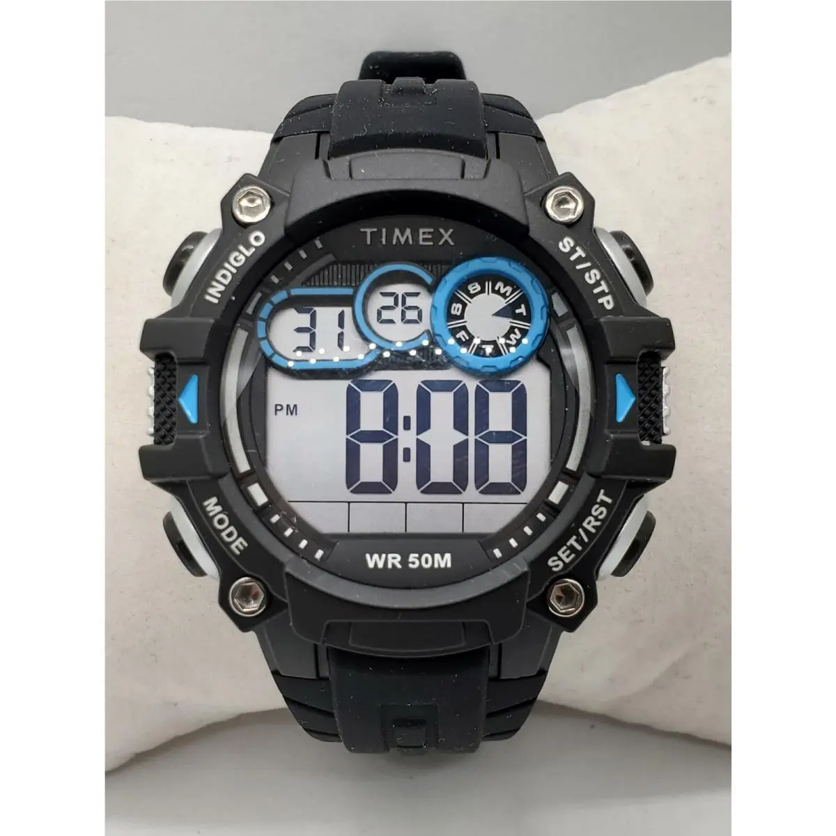 Timex Men`s Big Digit Dgtl 48mm Watch Black /blue TW5M27300