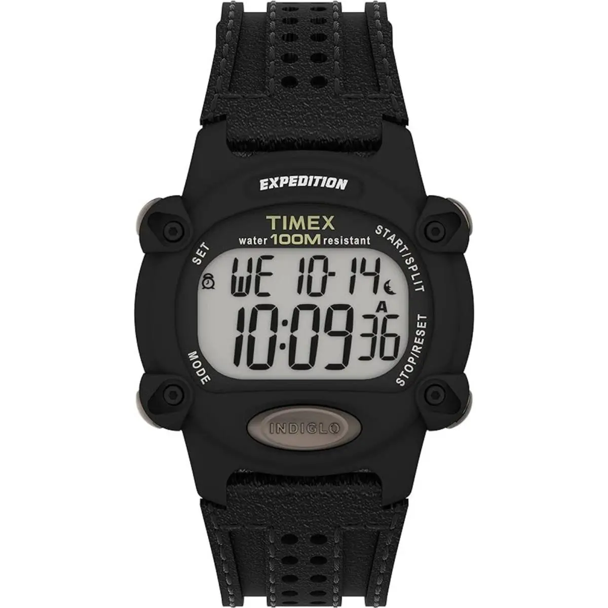 Timex Men`s Watch Expedition Digital Dial Black Leather Strap TW4B204009J - Dial: Black, Band: Black