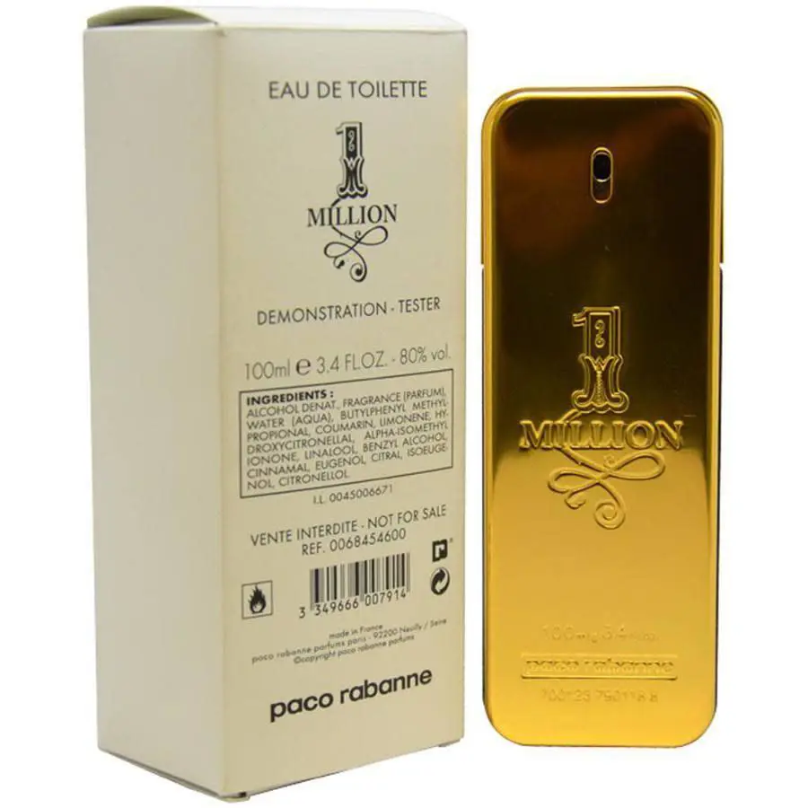 Paco Rabanne Men`s 1 Million Edt 3.4 oz Tester Fragrances 3349666007914