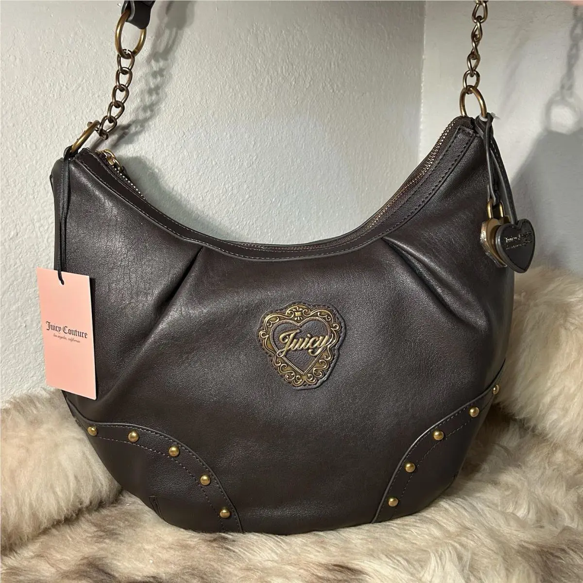 Juicy Couture In Her Juicy Era Studded Hobo Shoulder Bag - Chocolate Brown