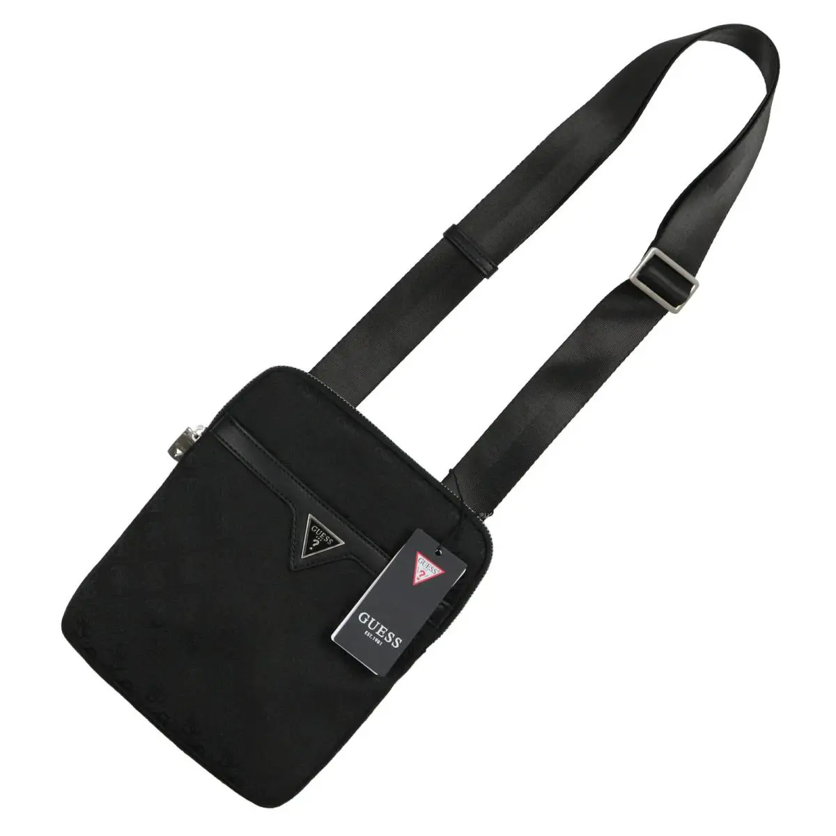 Guess Men`s Vezzola Jacquard Crossbody Bag Black