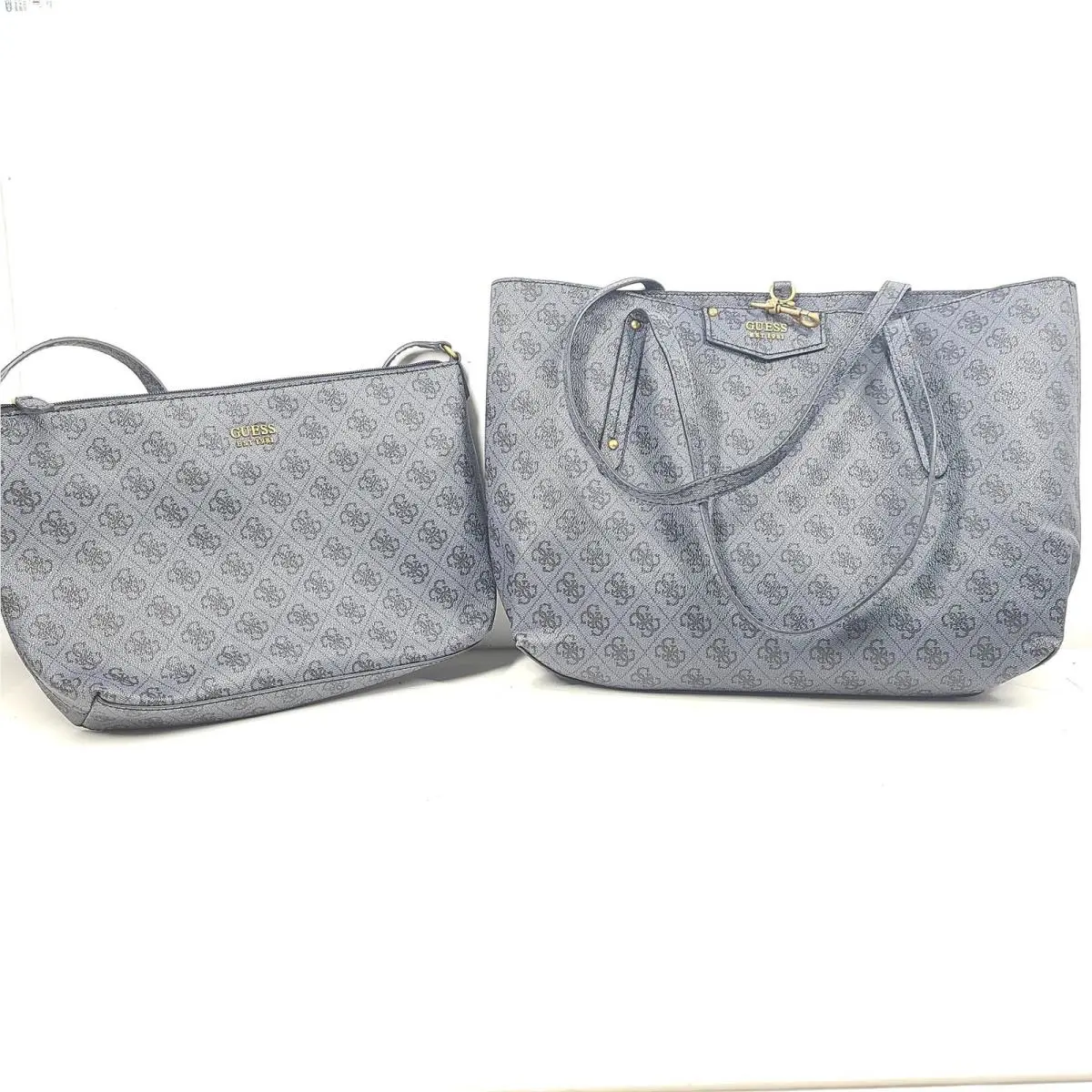 Guess Eco Brenton Tote Monogram Signature Bag Gray