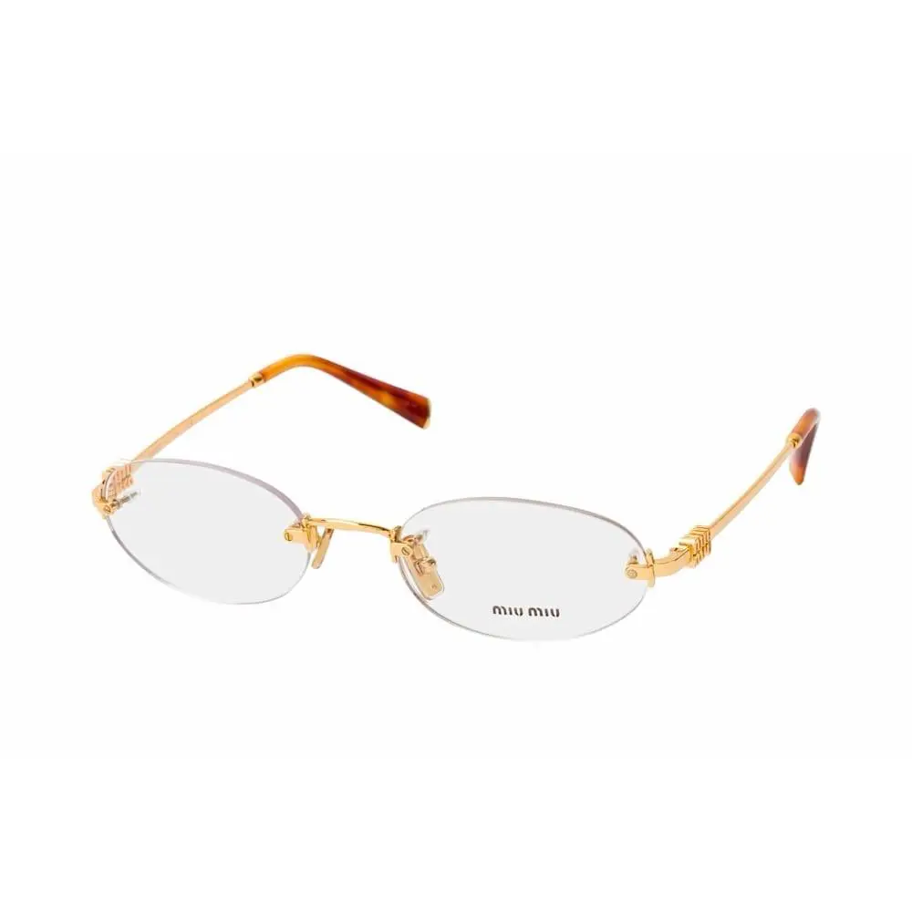 Miu Miu MU MU 53WV 5AK101 Gold Clear Round Women Eyeglasses Rxable