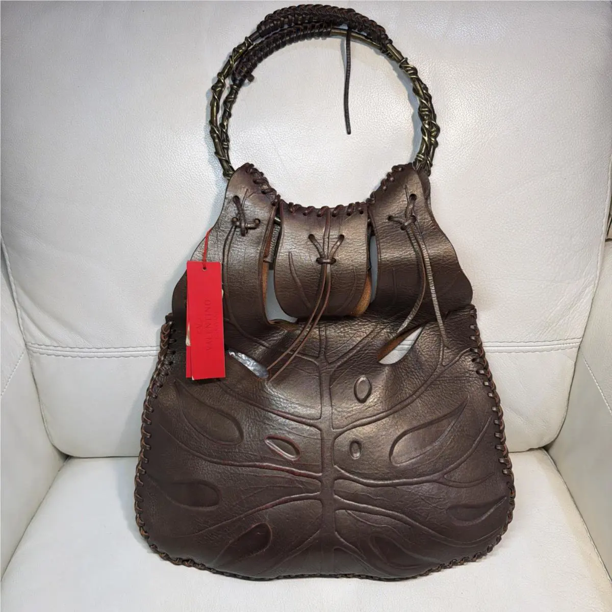 Valentino Garavani Leather Cut-out Hobo Bag W/metal Handles AS Seen