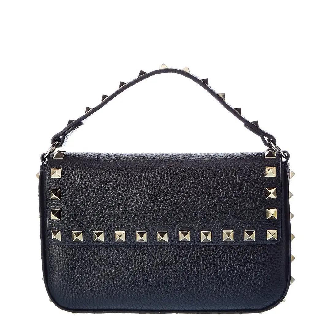 Valentino Rockstud Grainy Leather Crossbody Women`s Black