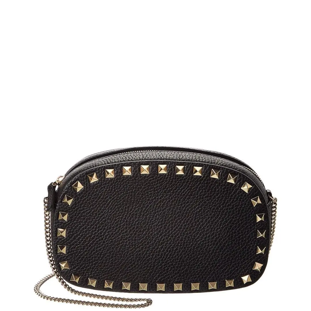 Valentino Rockstud Mini Grainy Leather Crossbody Women`s Black