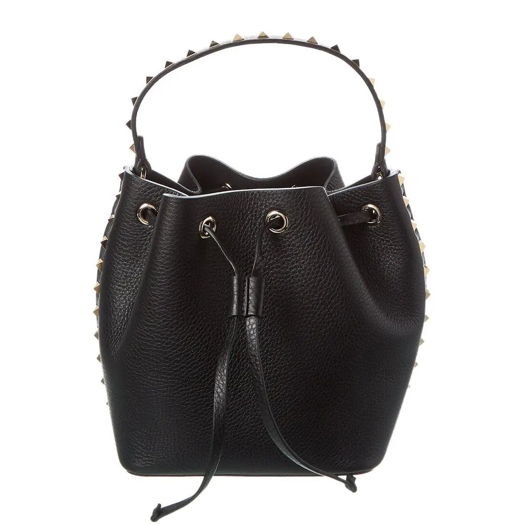 Valentino Rockstud Grainy Leather Bucket Bag Pre-loved Women`s