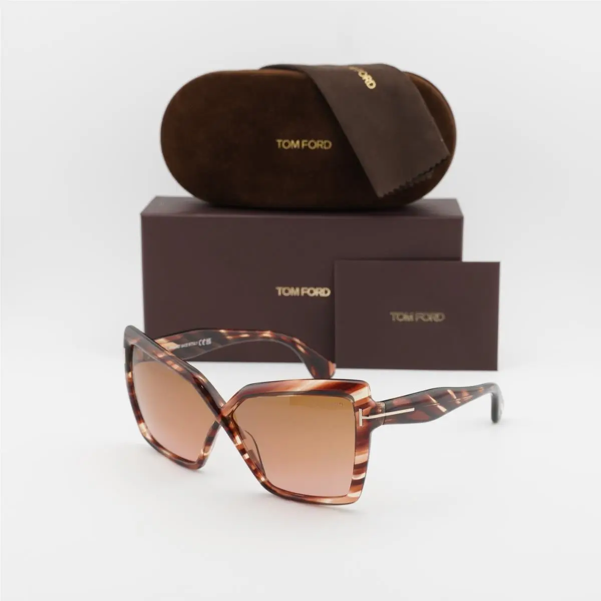 FT1195 54F Red Havana/brown Gradient 63-06-140 Sunglasses by Tom Ford