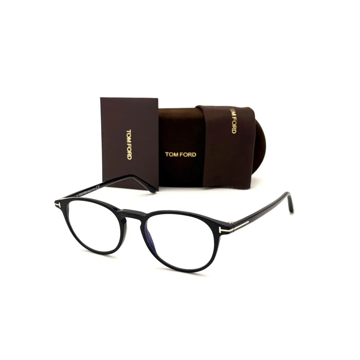 Tom Ford FT5803-B 001 Black / Blue Block Clear Lens 49mm Eyeglasses