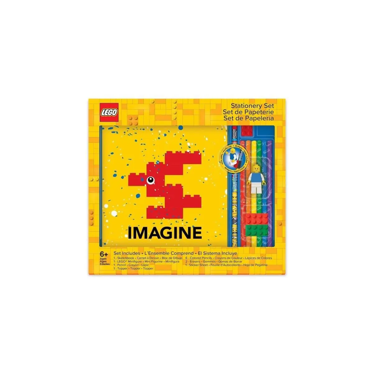 Lego Classic Sketchbook Imagine Set Mini Figurine 6 Colored Pencils Box