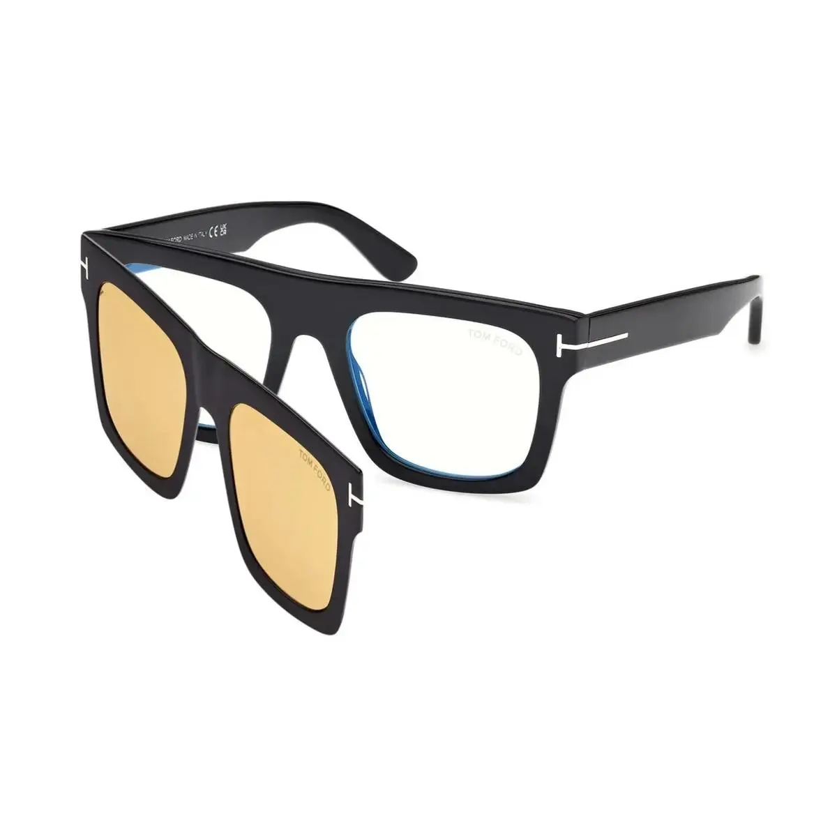 Tom Ford Men`s Eyeglasses Shiny Black Clip On Rectangular Frame FT 6068 B 001