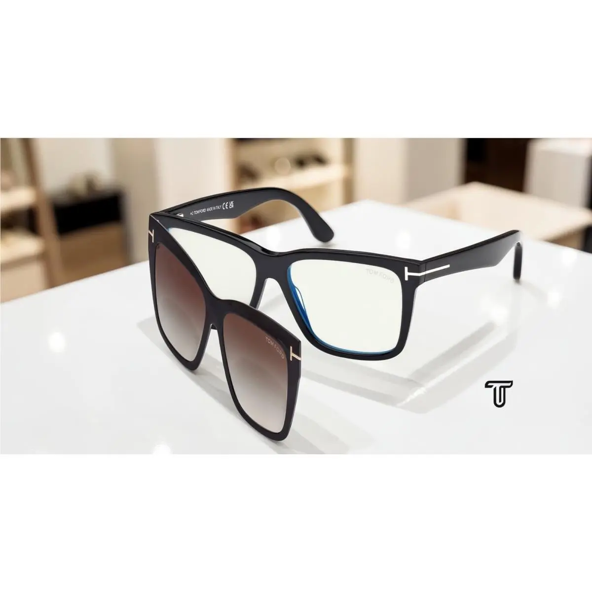 Tom Ford FT6069 B 001 Square Clip-on Shiny Black 54 mm Women`s Eyeglasses