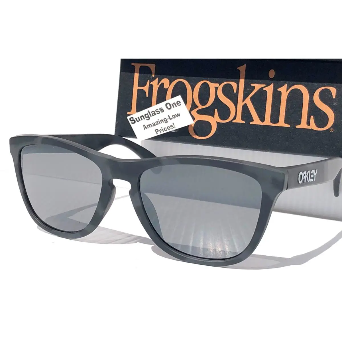 Frogskins Matte Black Camo Polarized Galaxy Violet Lens Sunglass 9245-65 by Oakley