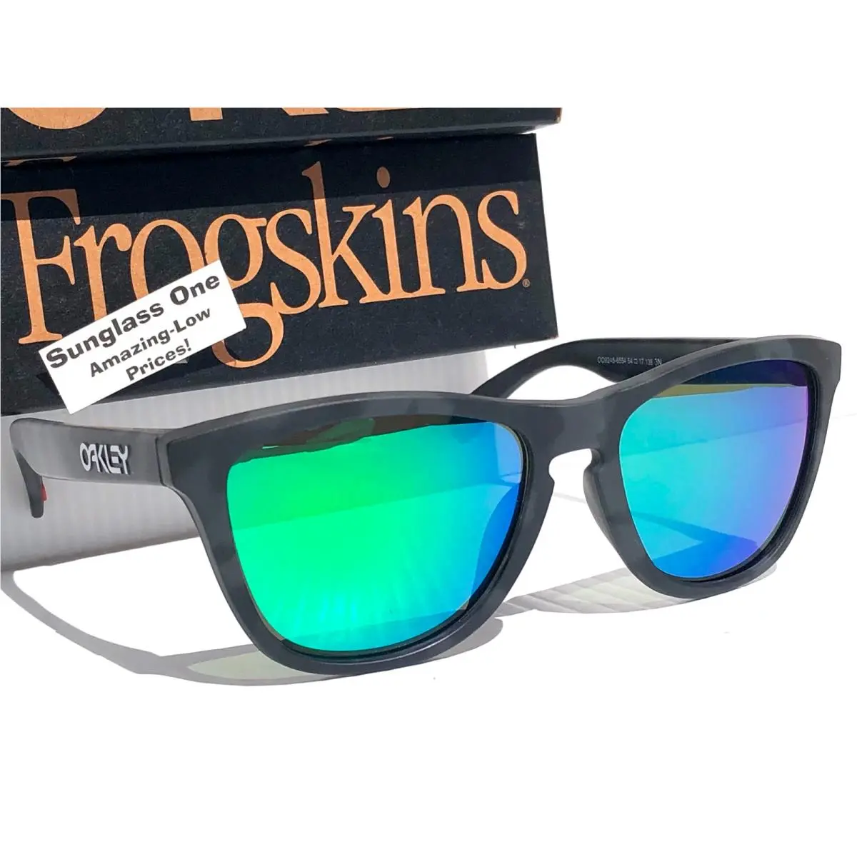 Frogskins Matte Black Camo Polarized Galaxy Violet Lens Sunglass 9245-65 by Oakley