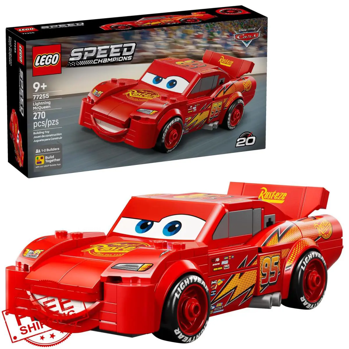 Lego Speed Champions Lightning Mcqueen Toy Ages 9+ Race Car 77255