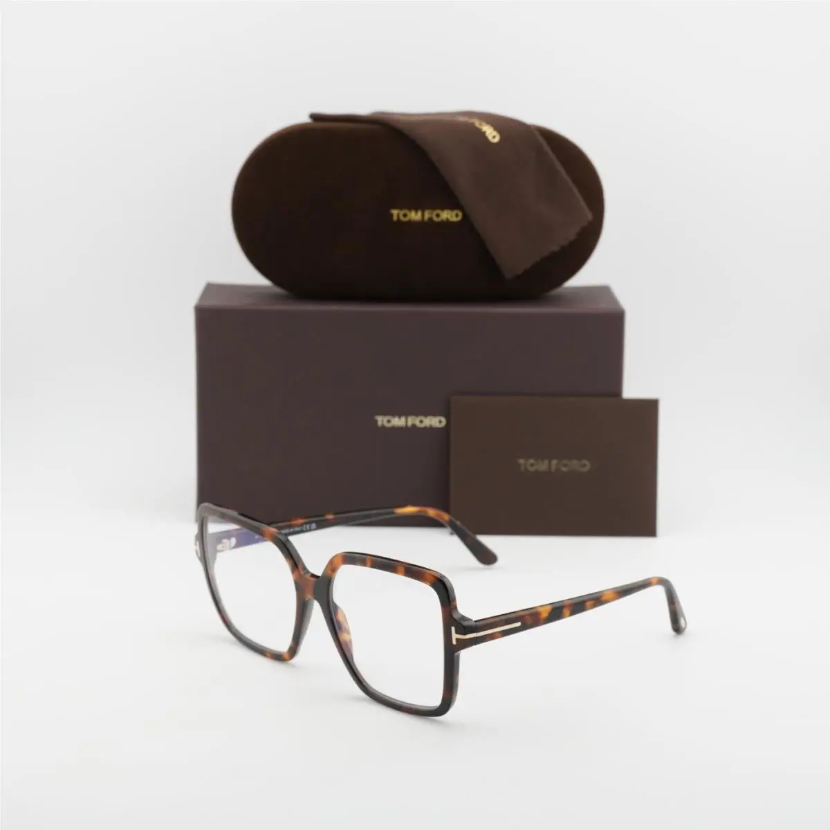 Tom Ford FT6063-B 052 Havana/clear Blue Light Block 56mm Eyeglasses