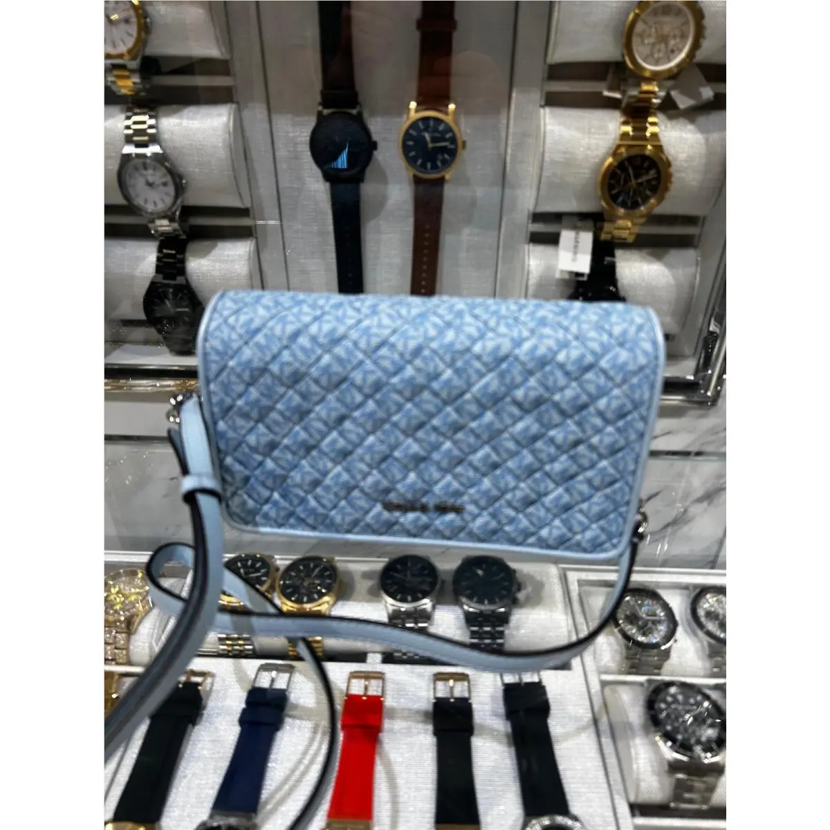 Women Woven Medium Crossbody Bag Handbag Purse Messenger Shoulder PALE OCEAN by Michael Kors