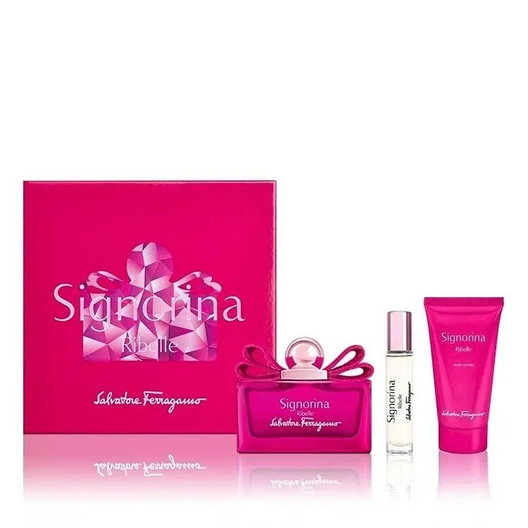 Salvatore Ferragamo Signorina Ribelle 3PC Gift Set Edp 100 ml 10 ml Body Lotion 50 ml For Women