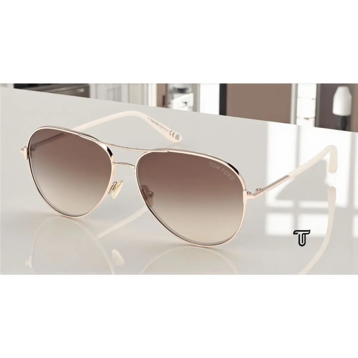 Tom Ford FT0823 28K Clark Shiny Rose Gradient Roviex 59mm Unisex Sunglasses