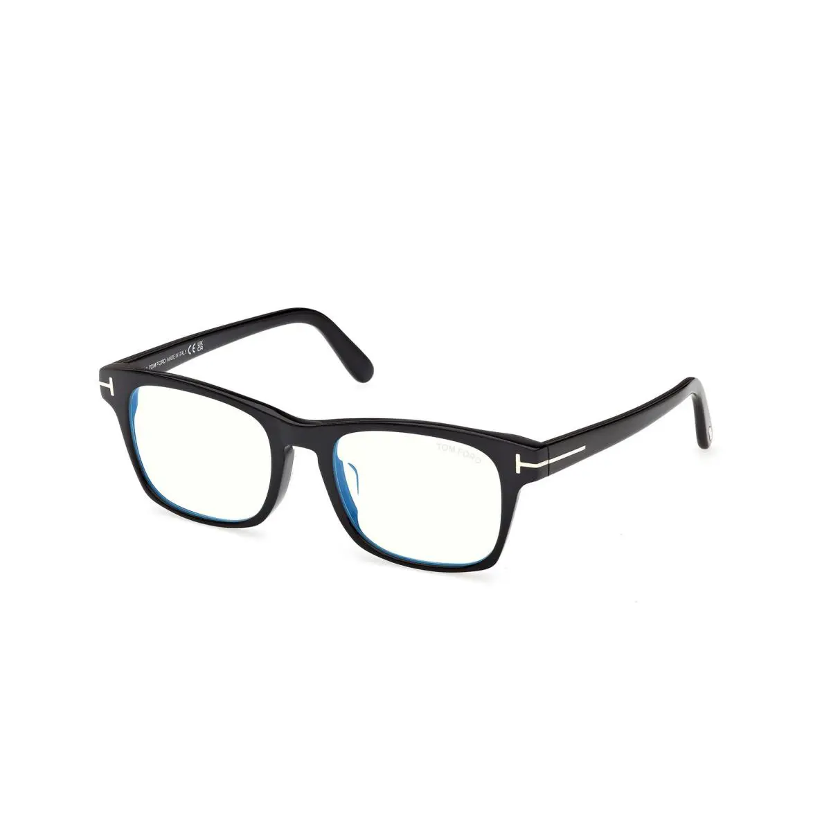 Tom Ford FT6150 D B 001 Acetate Shiny Black Demo Lens 55 mm Unisex Eyeglasses