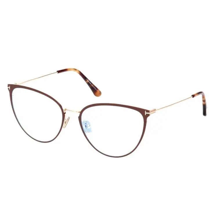 Tom Ford TF 5840-B 046 Chocolate Enamel/gold Temples Eyeglasses 56-18