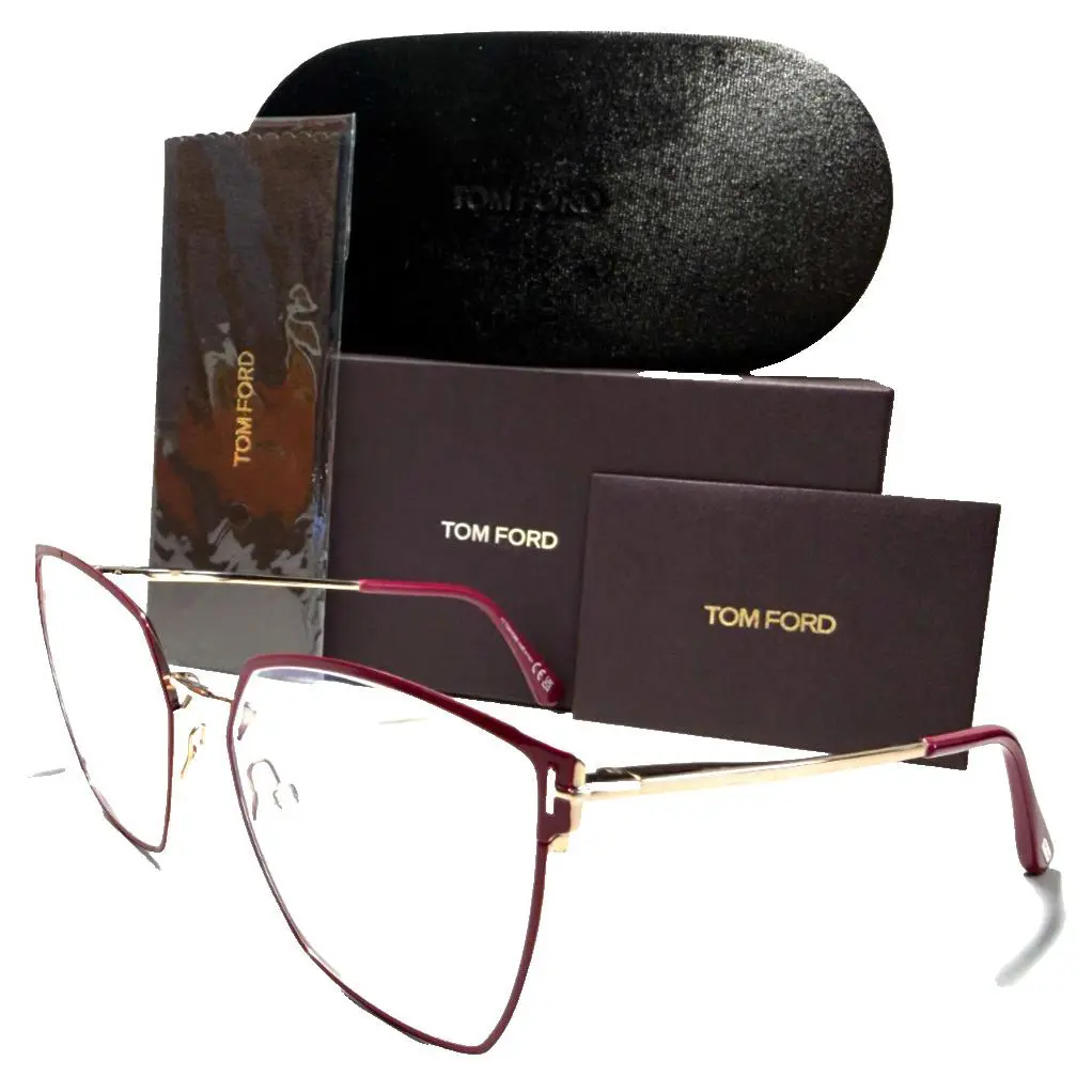 Tom Ford TF 5574-B 069 Shiny Red Enamel/gold Temples Eyeglasses 55-16