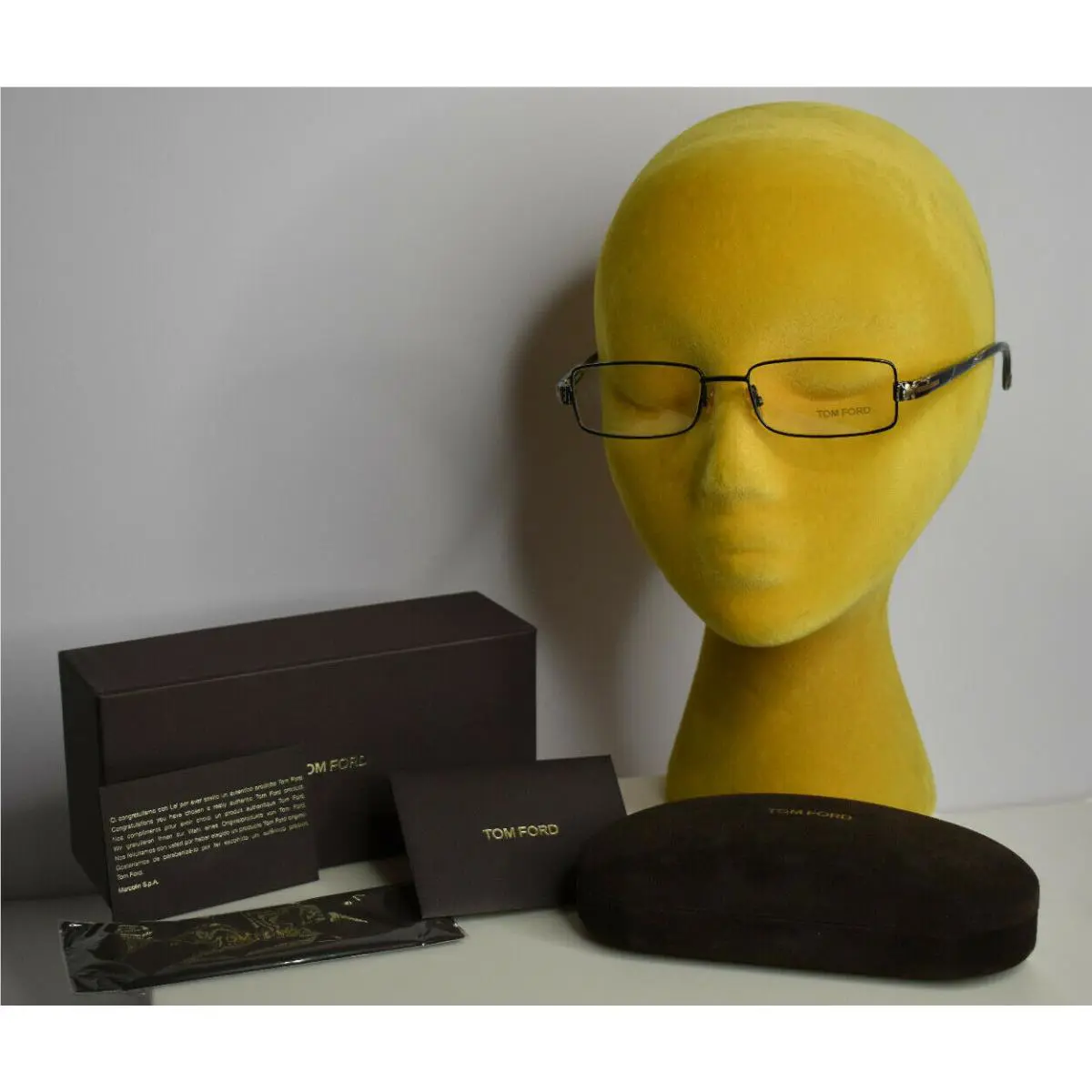 Tom Ford TF5014 B5 Black Brown 52 MM Italy Eyeglass Frames Logo Box Papers