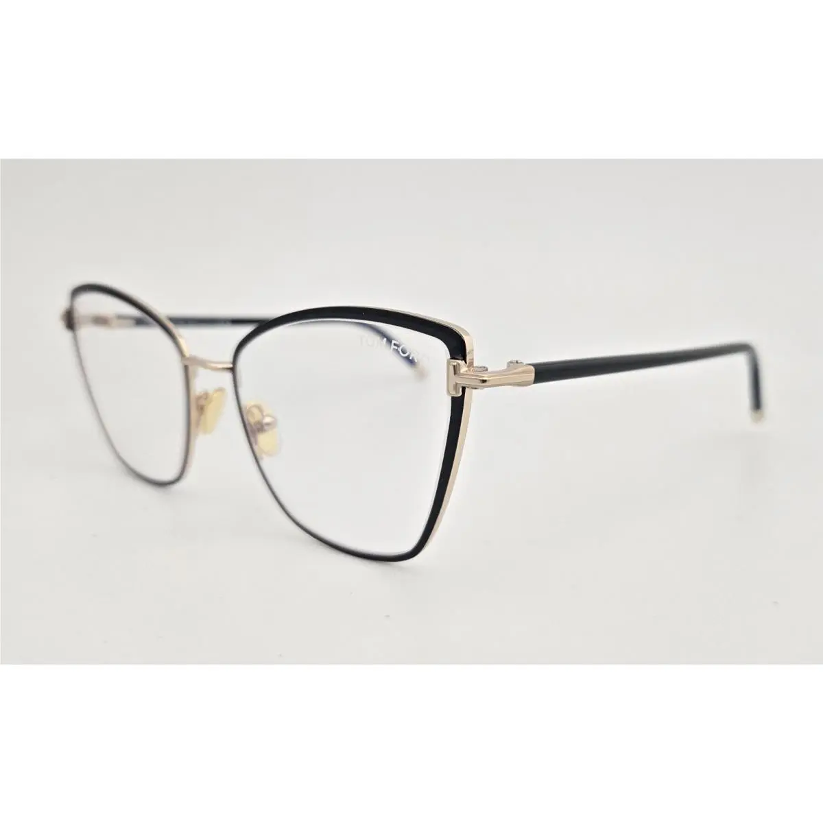 Tom Ford Eyeglasses TF 5740-B Color 001 Black Gold Cat Eye Size 54