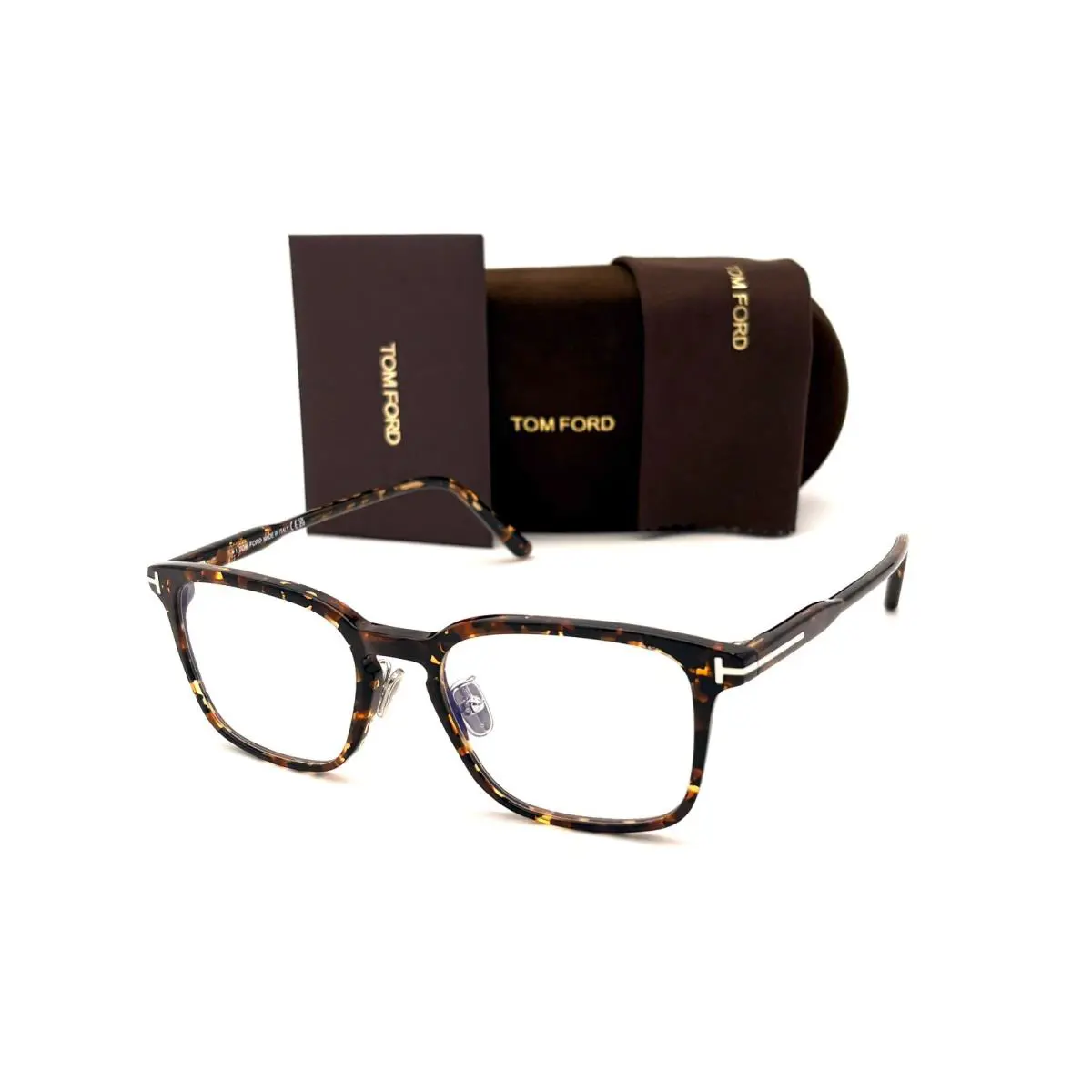 Tom Ford FT5928-B 056 Tortoise Havana / Blue Block Clear Lens 53mm Eyeglasses