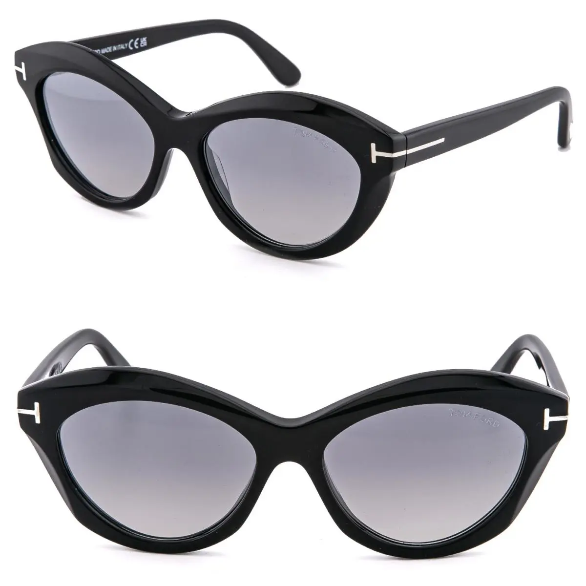 Tom Ford Toni FT1111 01C Shiny Black Modern Cat Sunglass 1111 TF1111