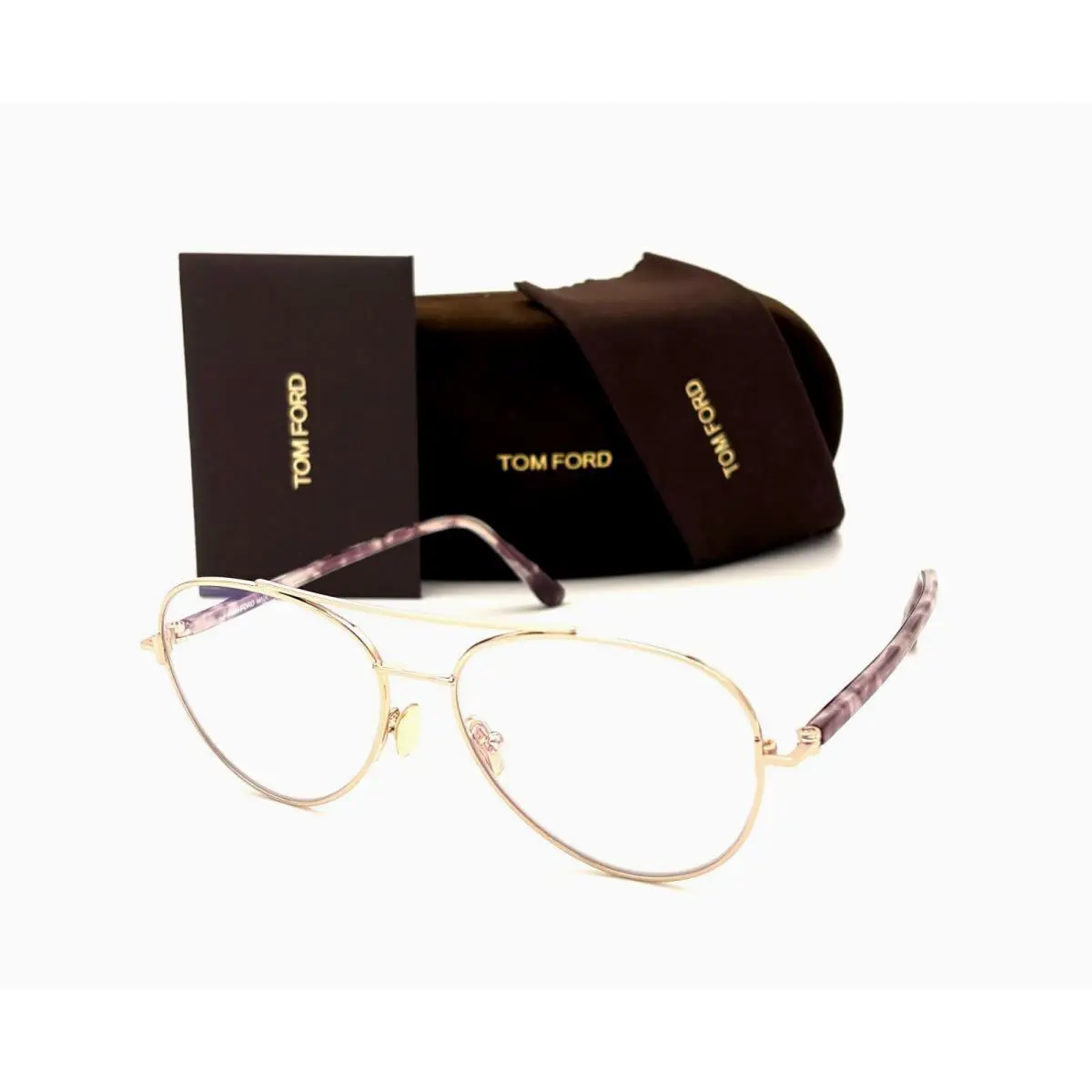 Tom Ford FT5684 28A Gold Purple / Clear Lenses 55mm Eyeglasses TF5684