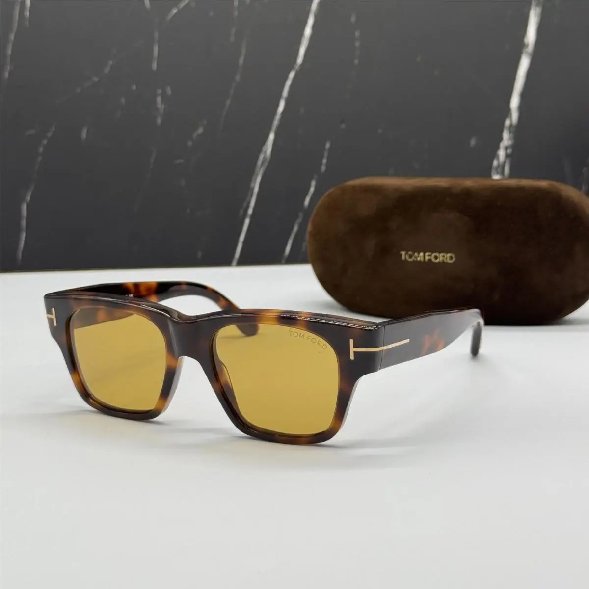 Tom Ford CAINE-02 TF1280 53E Havana/yellow Women Square Sunglasses FT1280/S