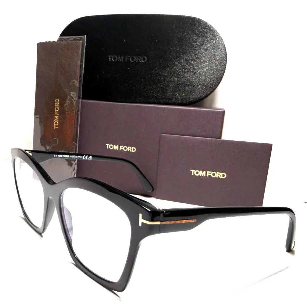 Tom Ford TF5965-B 001 Shiny Black W/gold Acents Eyeglasses 53-17