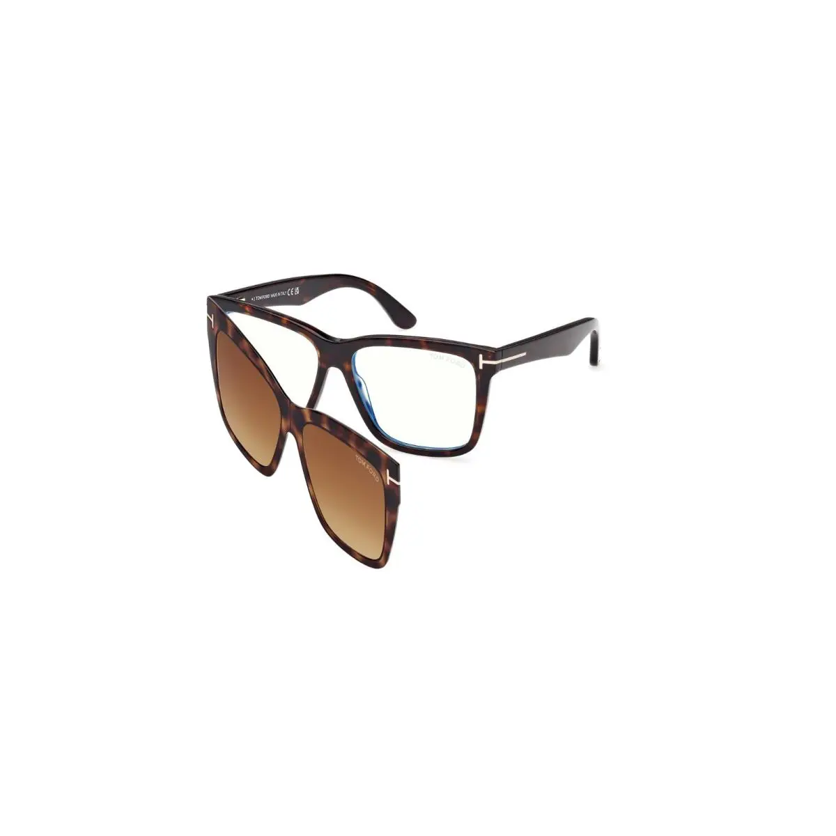 Tom Ford FT6069-B 052 Dark Havana/clear with Magnetic Clip-on Brown 54MM - Frame: havana