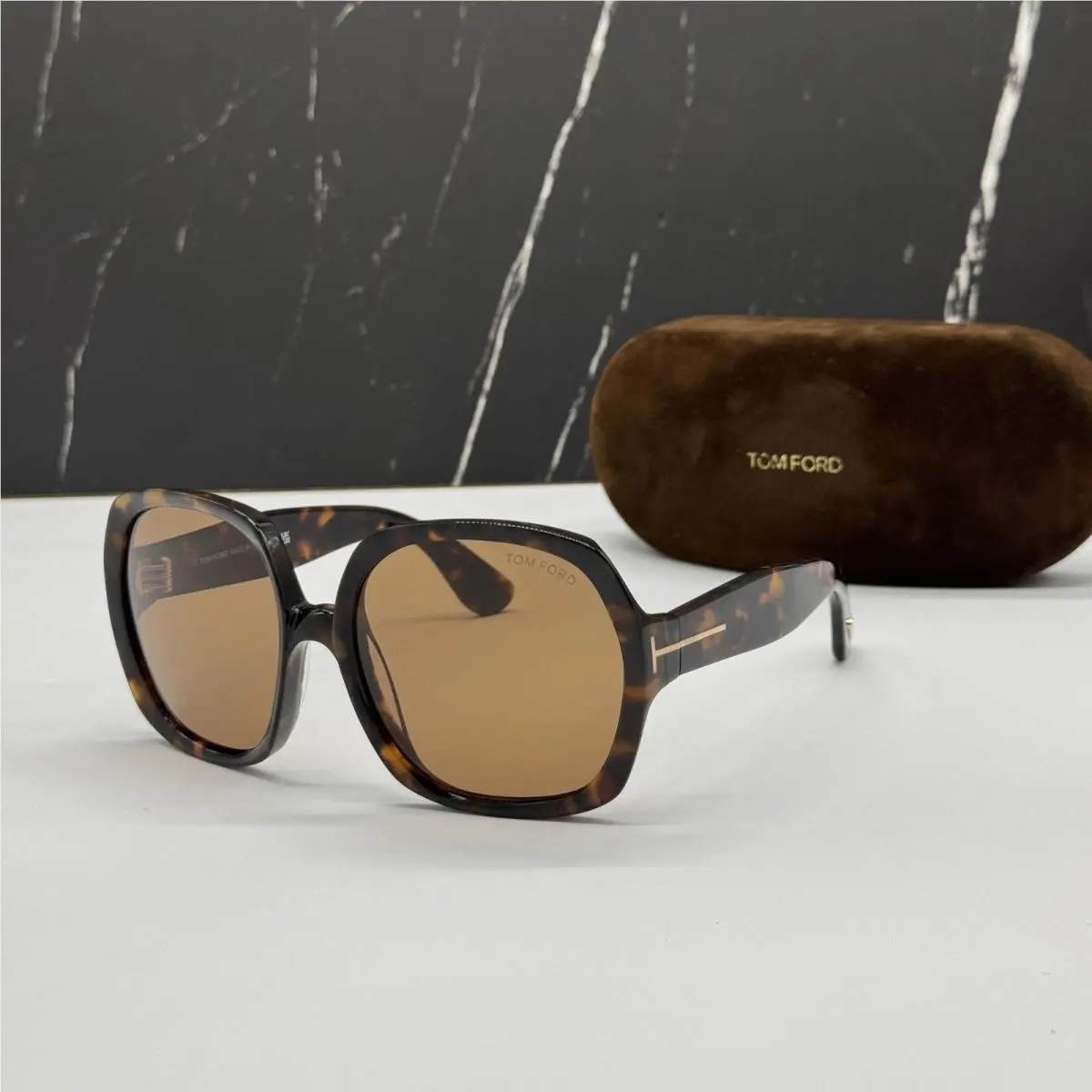 Saffron TF1221 52E Havana/brown Women Oversized Sunglasses FT1221 by Tom Ford