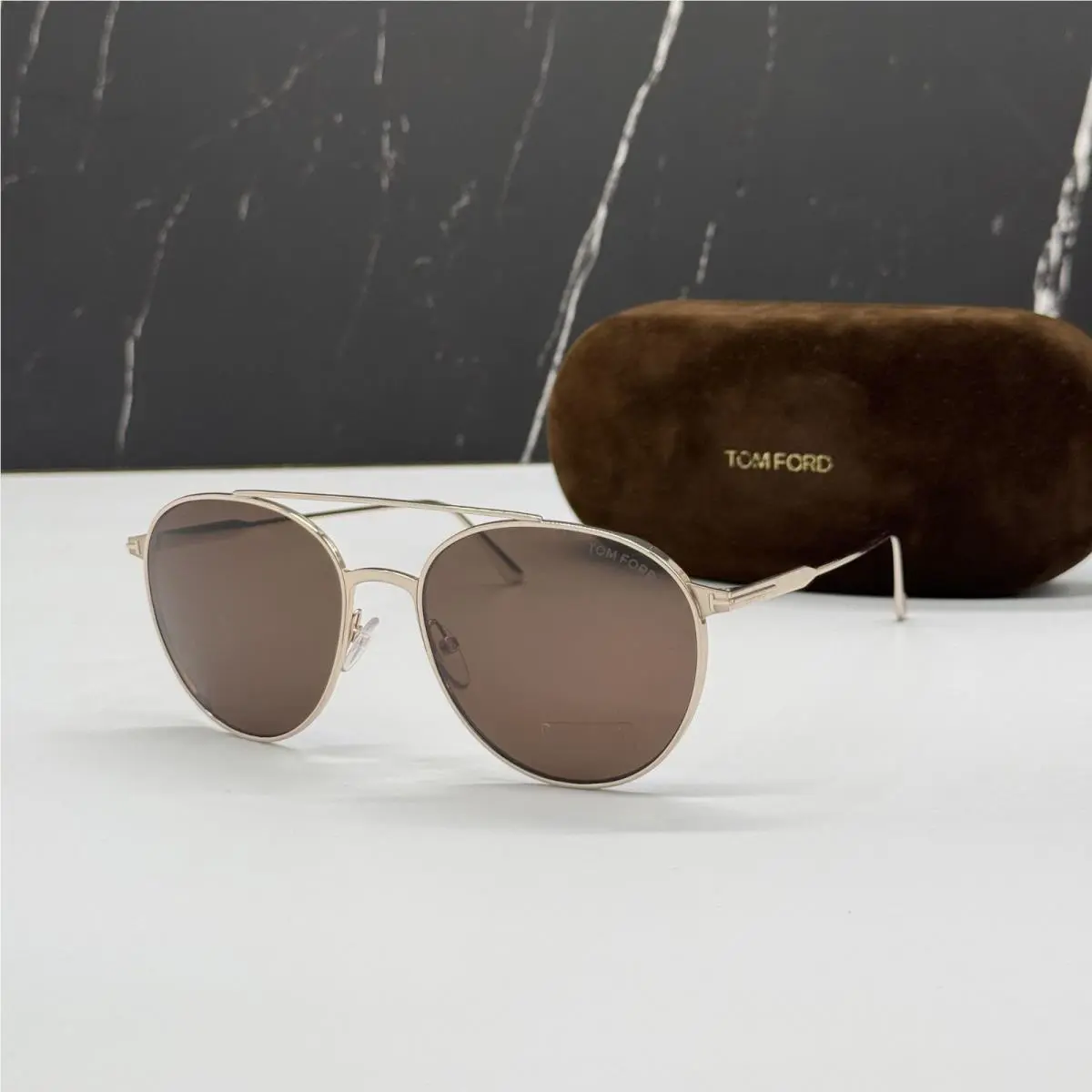 Tom Ford Tomasso TF691 28E Gold/brown Unisex Aviator Sunglasses FT0691
