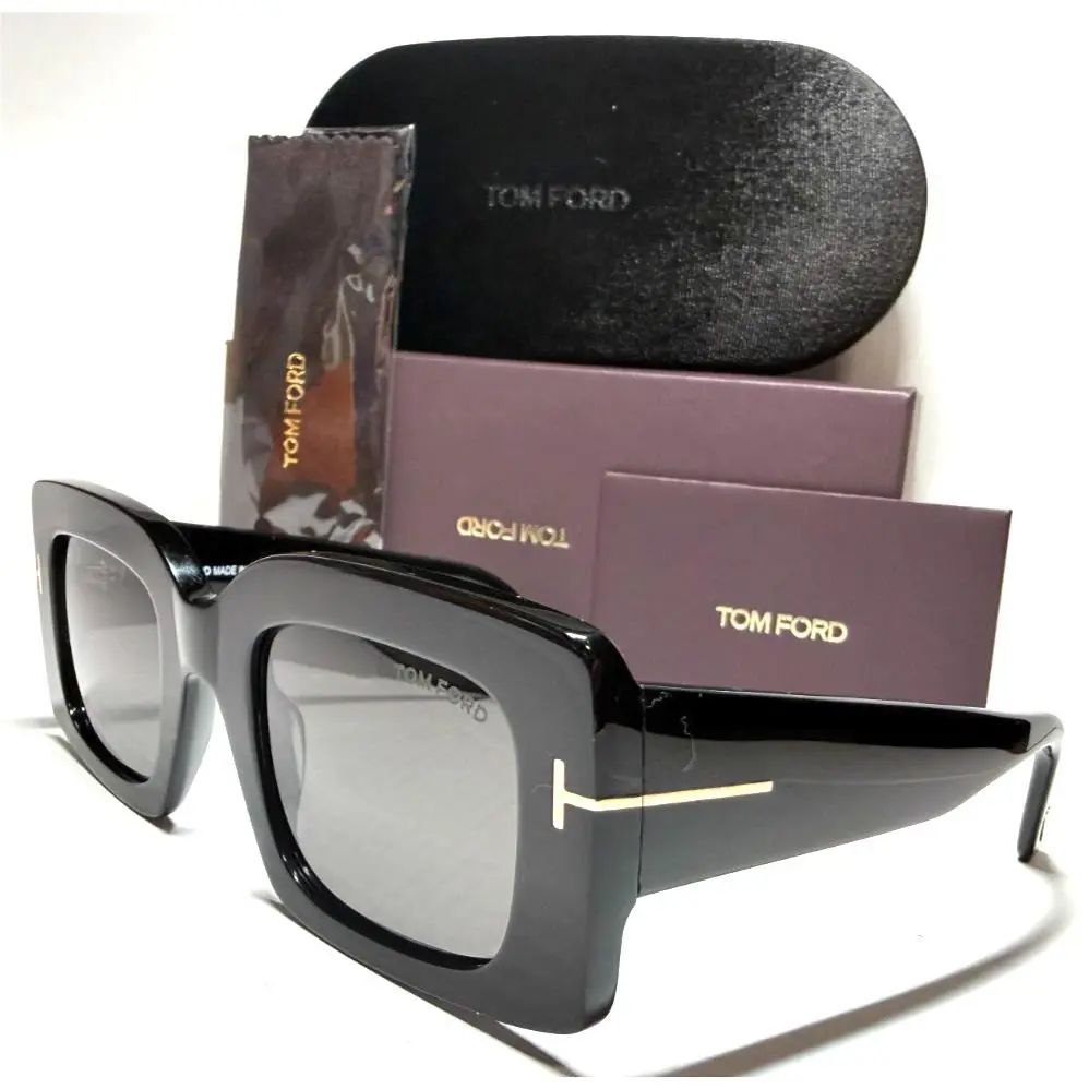 Tom Ford Brigitta TF1188 01A Shiny Black W/grey Lens Sunglasses 50-24 - Frame: SHINY BLACK SILVER, Lens: Gray
