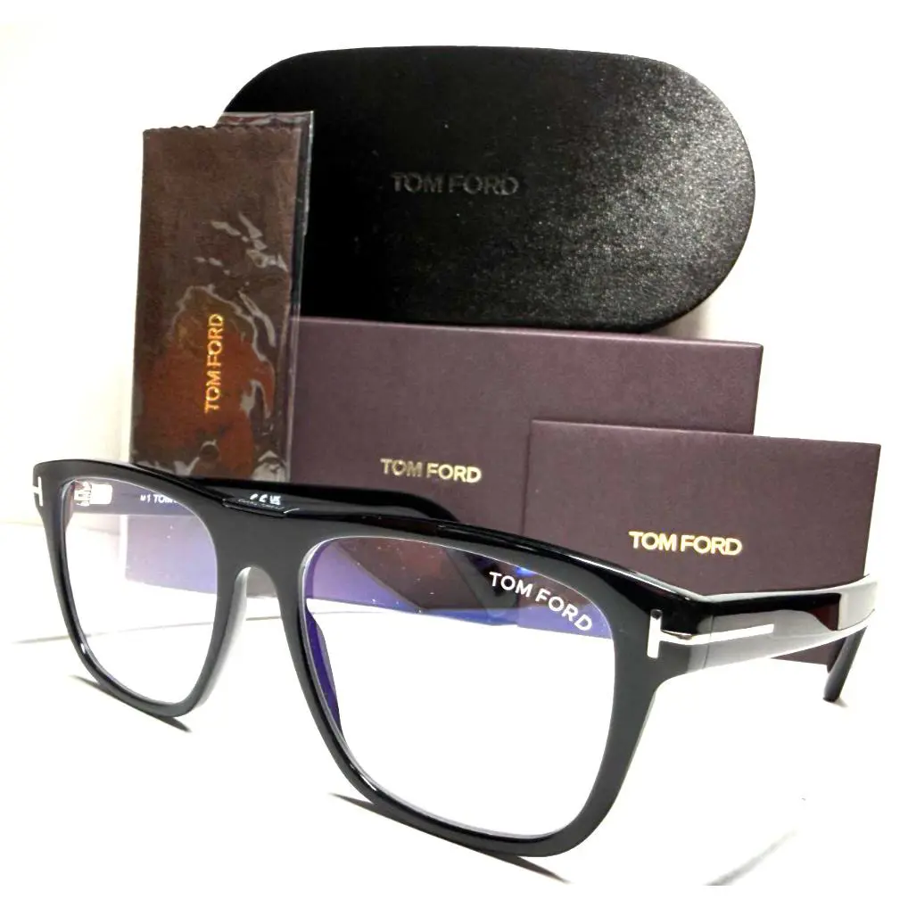 Tom Ford TF 5902-B 001 Shiny Black Gold Eyeglasses Frames 54-17