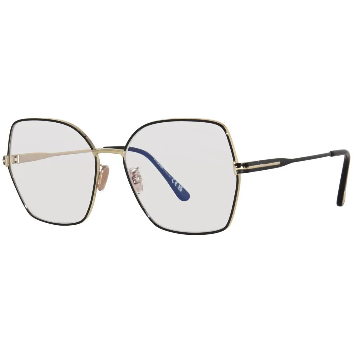 Tom Ford TF5876-B 032 Eyeglasses Frame Women`s Pale Gold/black Full Rim 56mm
