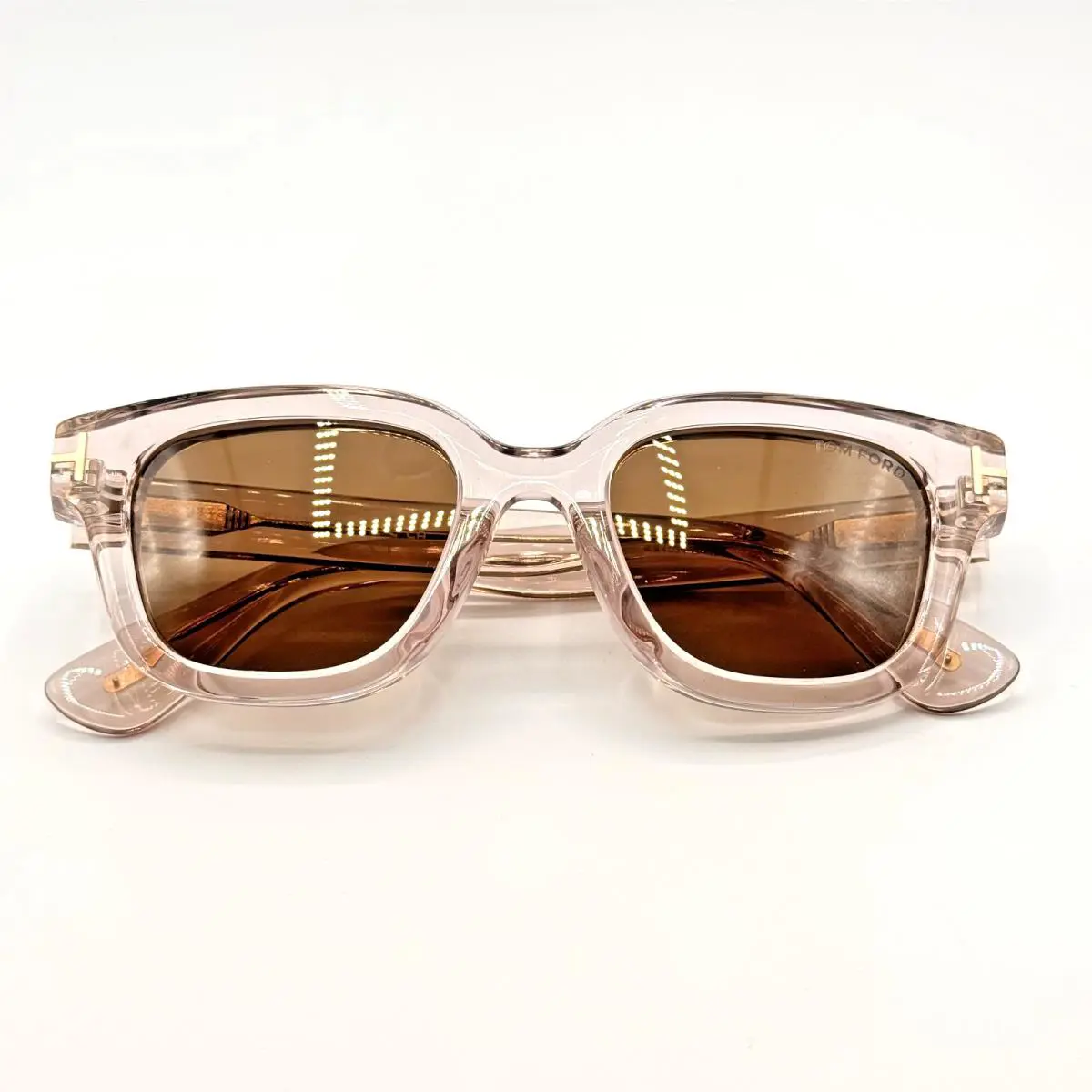 Tom Ford Sunglasses TF1274-D 72E Shiny Light Pink Square Frame Brown Lens 49mm
