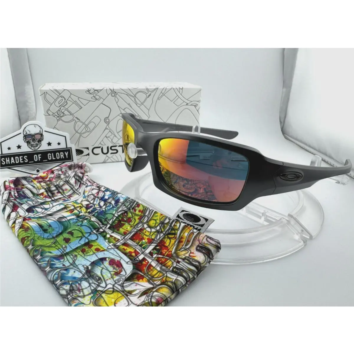 Fives 3.0 Dark Grey W/ Ruby Red Iridium Sunglasses Custom by Oakley