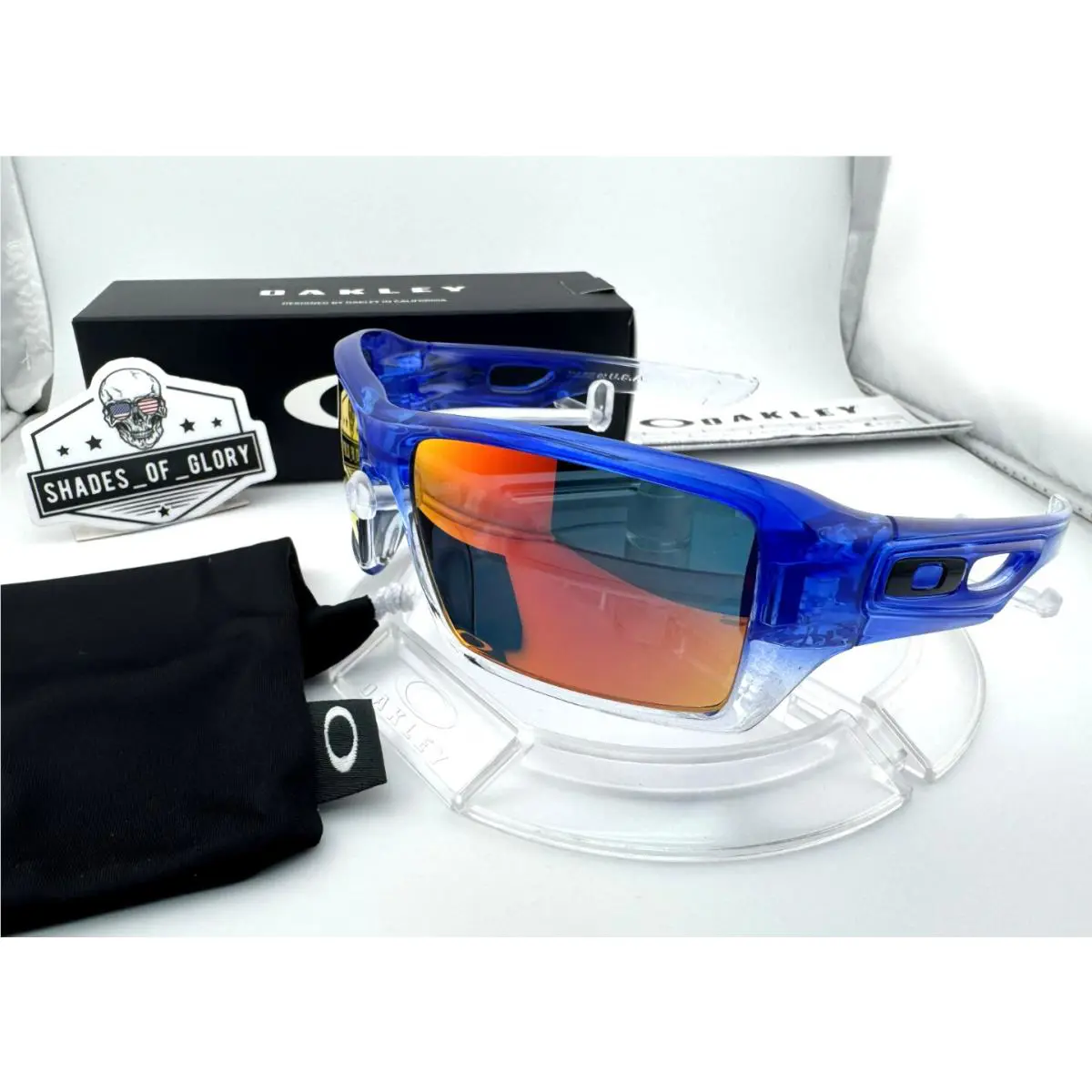 Eyepatch 2 II Blue Clear Fade W/ Ruby Iridium Sunglasses Custom Rare by Oakley