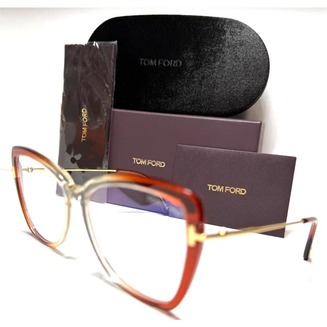 Tom Ford TF5882-B 044 Crystal Brown Gold Eyeglasses Frame 55-15