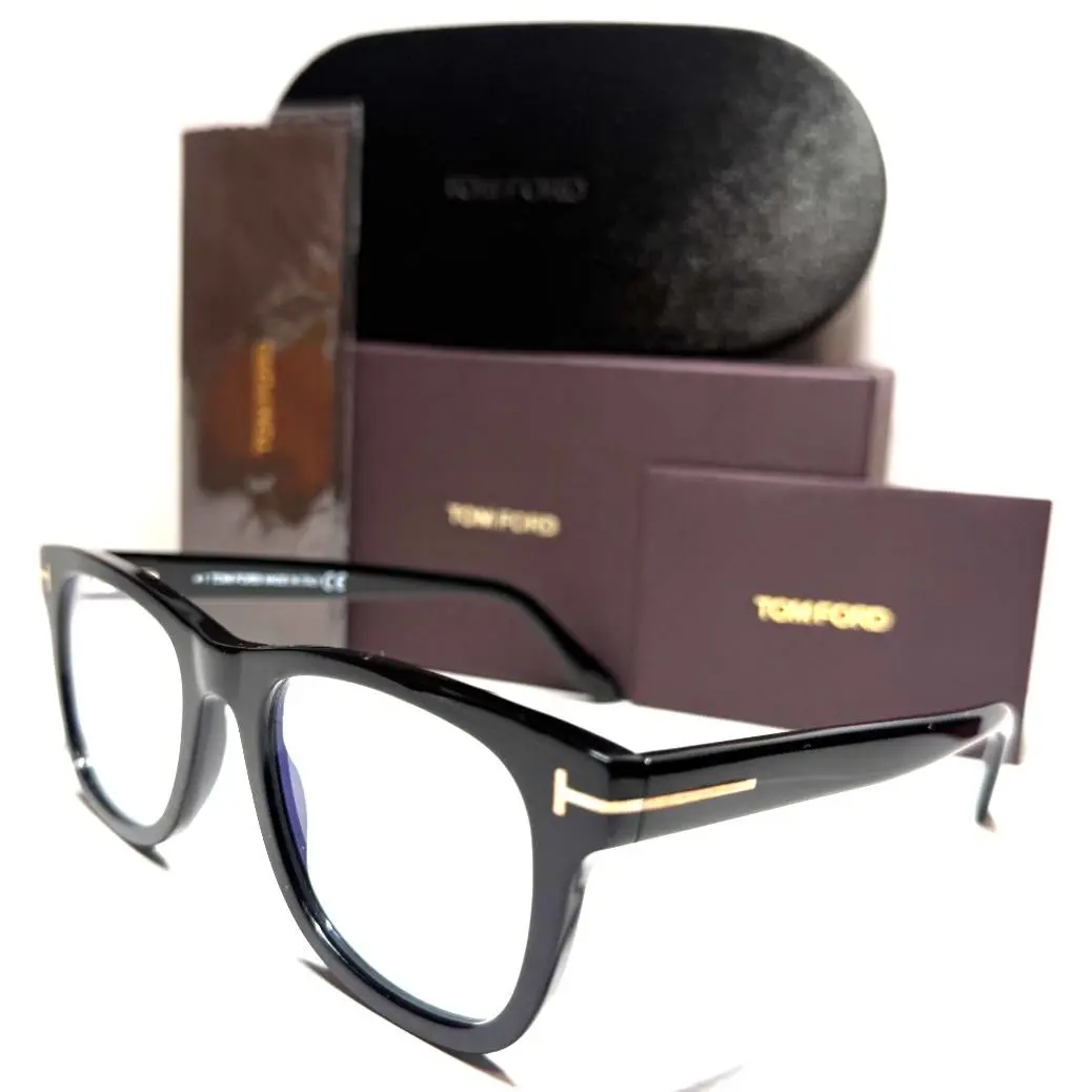 Tom Ford TF5820-B 001 Shiny Black W/gold Acents Eyeglasses 50-20