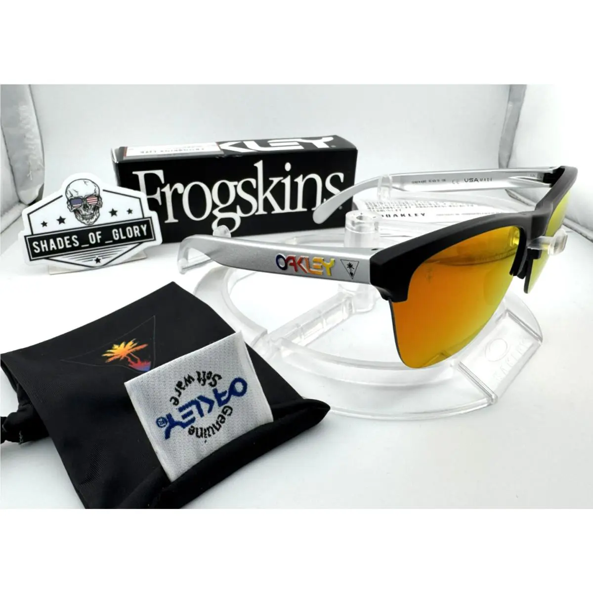 Frogskins Lite Turtle Beach Black Silver Prizm Ruby Sunglasses OO9374-42 by Oakley