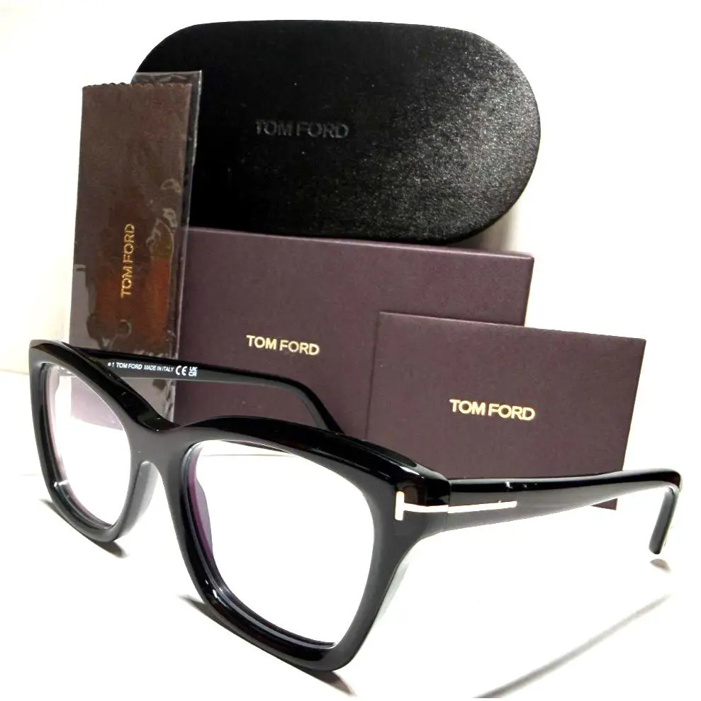 Tom Ford TF5909-B 001 Shiny Black W/silver Acents Eyeglasses 53-18