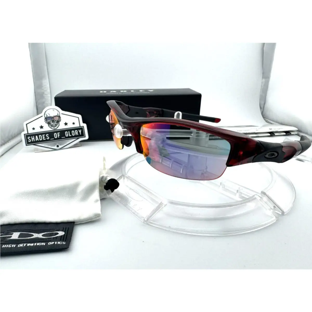 Flak Jacket 1.0 Crystal Red Light Positive Red Iridium Sunglasses Rare by Oakley